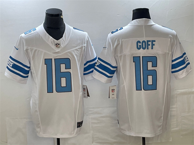 Men's Detroit Lions #16 Jared Goff White 2023 F.U.S.E. Vapor Untouchable Limited Stitched Jersey Men's Detroit Lions #16 Jared Goff White 2023 F.U.S.E. Vapor Untouchable Limited Stitched Jersey